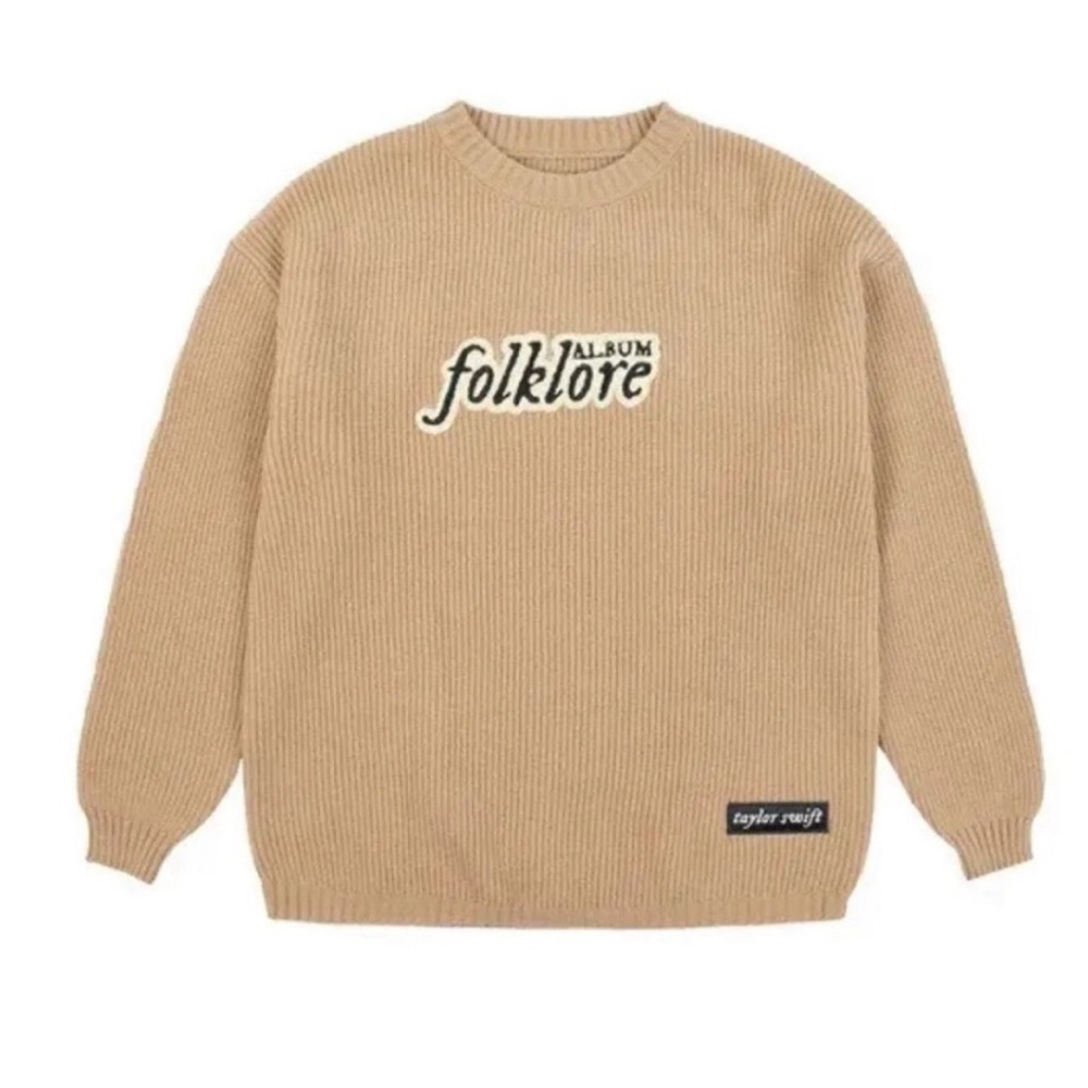 Taylor Swift NWT Folklore Album Chenille Patch Crewneck Sweater size XL